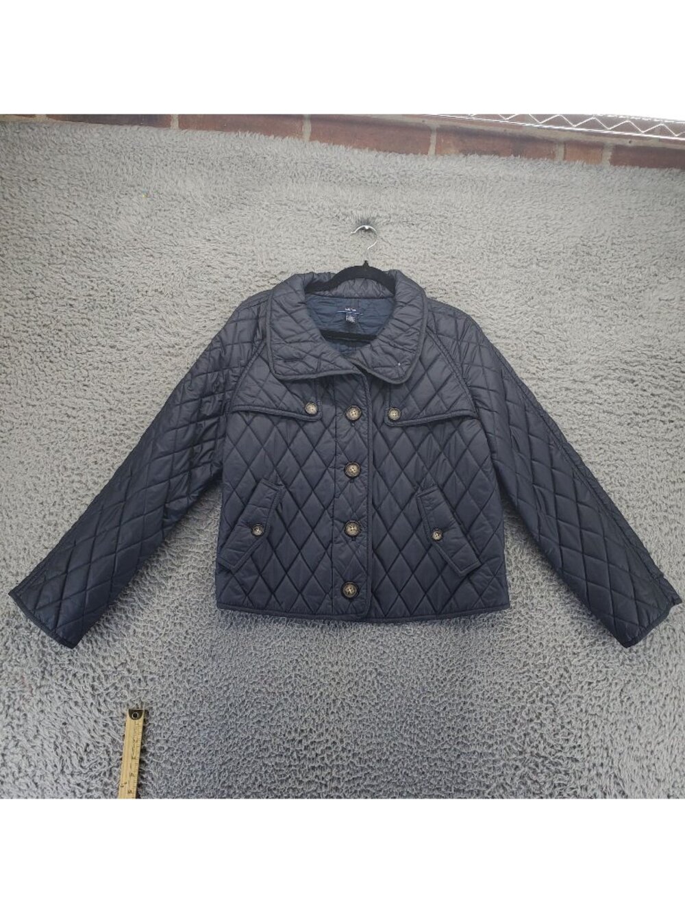 Nautica Jacket Womens Large Black Quilted Button-Front Jacket